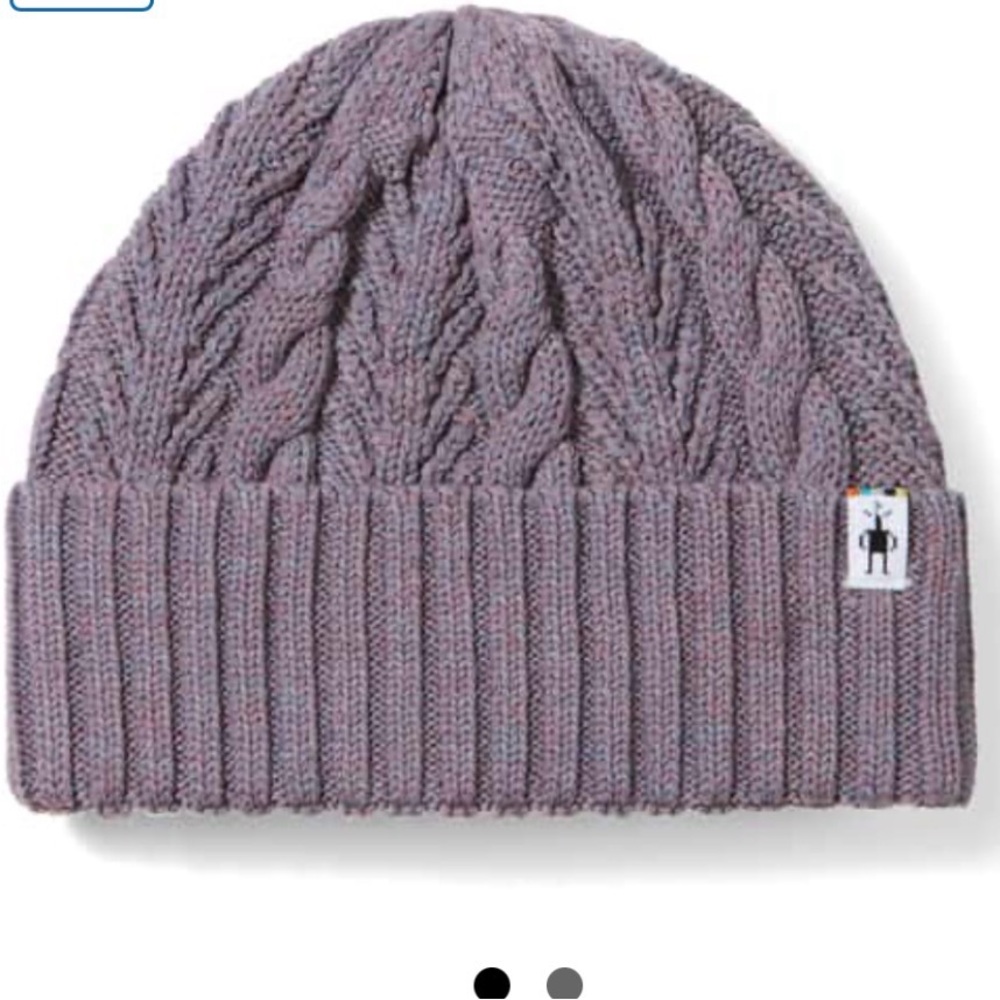 New Smart Wool Cable Knit Beanie - Chalk Violet Heather